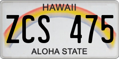 HI license plate ZCS475