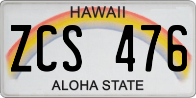 HI license plate ZCS476