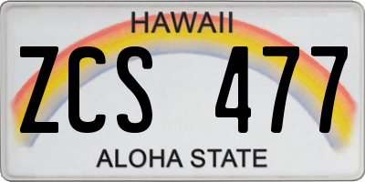 HI license plate ZCS477