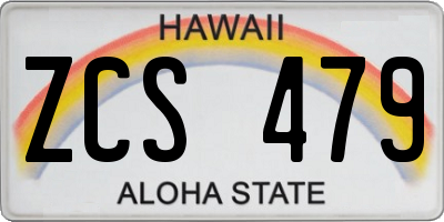 HI license plate ZCS479