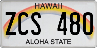 HI license plate ZCS480