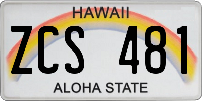 HI license plate ZCS481