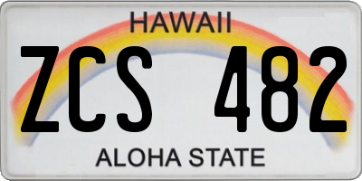 HI license plate ZCS482