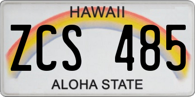 HI license plate ZCS485
