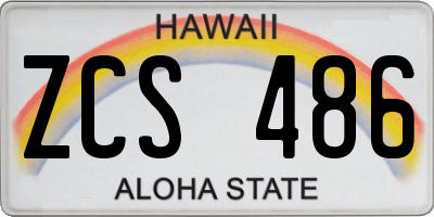 HI license plate ZCS486