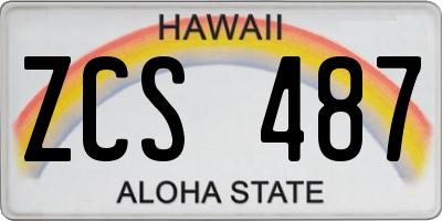 HI license plate ZCS487