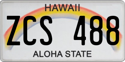 HI license plate ZCS488