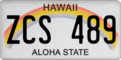 HI license plate ZCS489