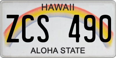 HI license plate ZCS490