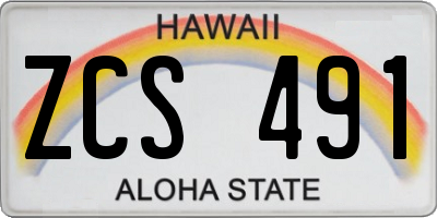 HI license plate ZCS491