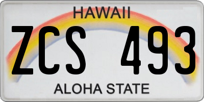 HI license plate ZCS493