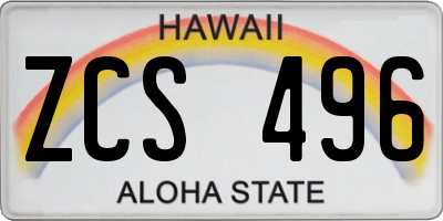 HI license plate ZCS496