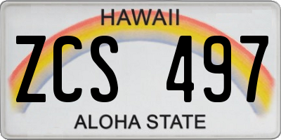 HI license plate ZCS497