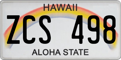 HI license plate ZCS498