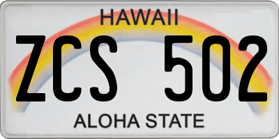 HI license plate ZCS502