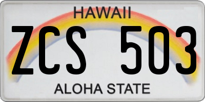 HI license plate ZCS503