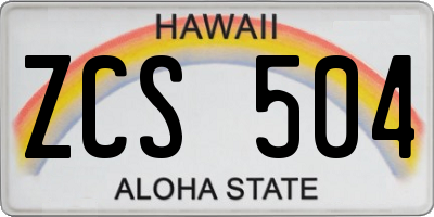 HI license plate ZCS504