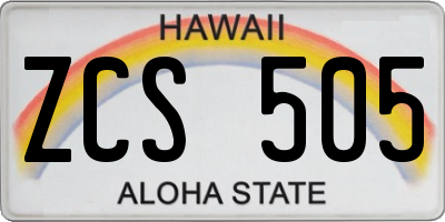 HI license plate ZCS505