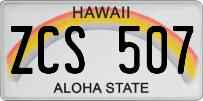 HI license plate ZCS507