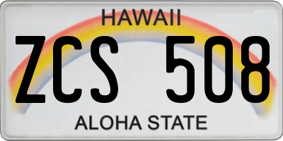 HI license plate ZCS508