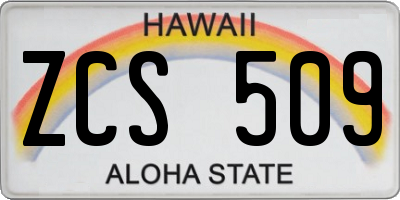 HI license plate ZCS509