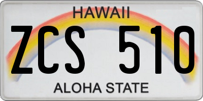 HI license plate ZCS510