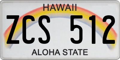 HI license plate ZCS512