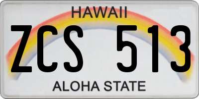 HI license plate ZCS513