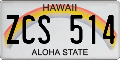 HI license plate ZCS514