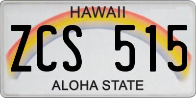 HI license plate ZCS515