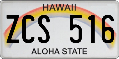 HI license plate ZCS516