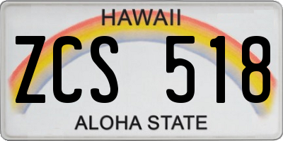 HI license plate ZCS518