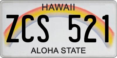HI license plate ZCS521