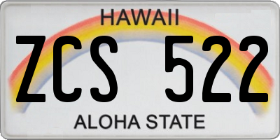 HI license plate ZCS522