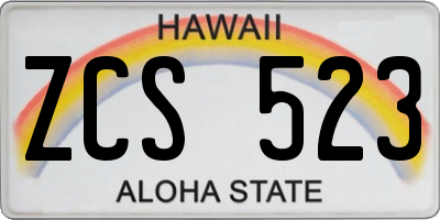 HI license plate ZCS523