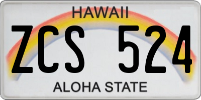 HI license plate ZCS524