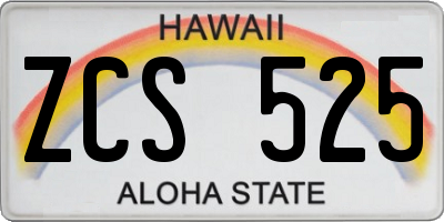 HI license plate ZCS525