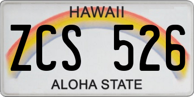 HI license plate ZCS526
