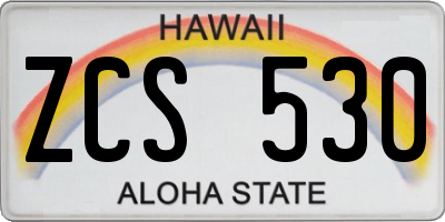 HI license plate ZCS530