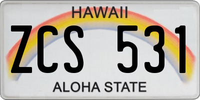 HI license plate ZCS531