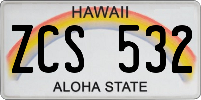 HI license plate ZCS532