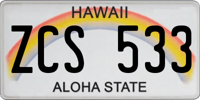 HI license plate ZCS533