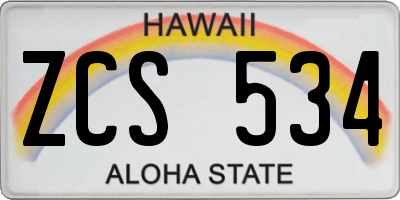 HI license plate ZCS534
