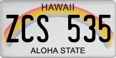 HI license plate ZCS535