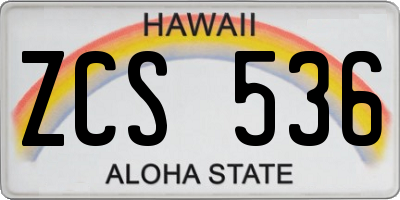HI license plate ZCS536