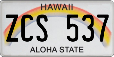 HI license plate ZCS537