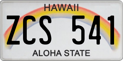 HI license plate ZCS541