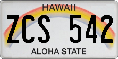 HI license plate ZCS542