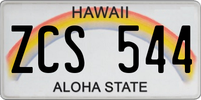 HI license plate ZCS544
