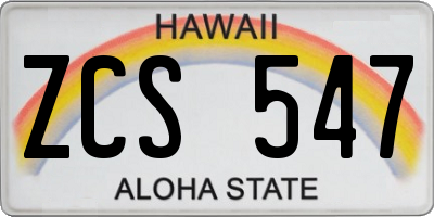 HI license plate ZCS547